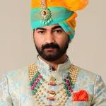 Handmade Sky Blue Gold Maharaja Style Brocade Silk Sherwani | Jaipurio